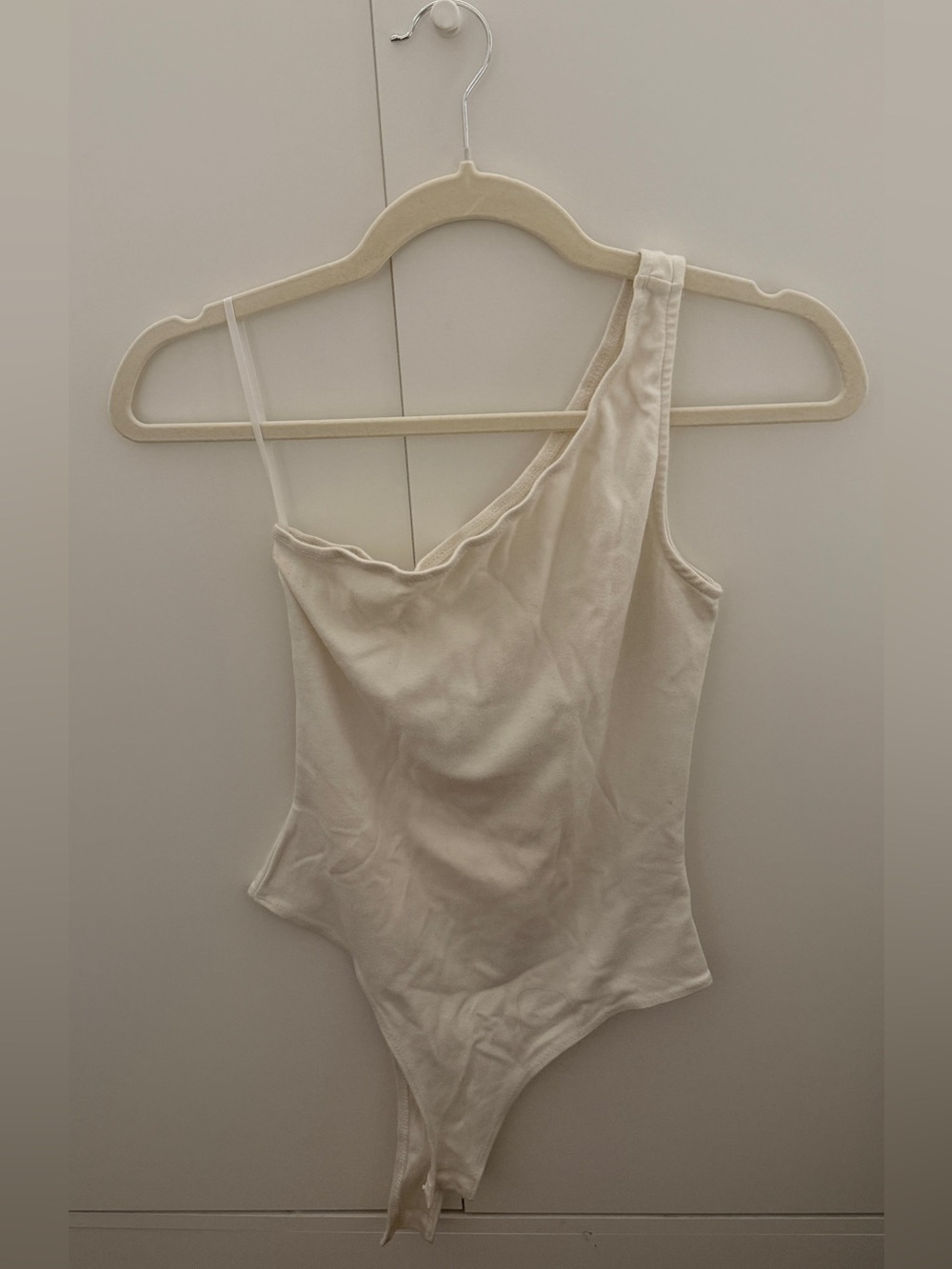 One-Shoulder Cream Women's Bodysuit